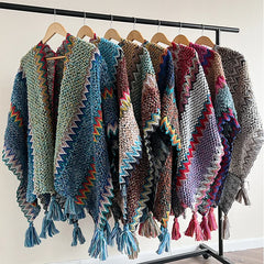 New Loose Tassel Jumper Scarf Spring Knitting Pullover Inrregular Ponchos Elegant Cloak Coat Lady Sweater Autumn Winter Tops